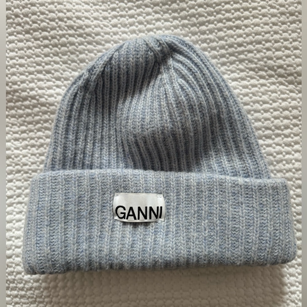Ganni Wool Rib Knit Beanie